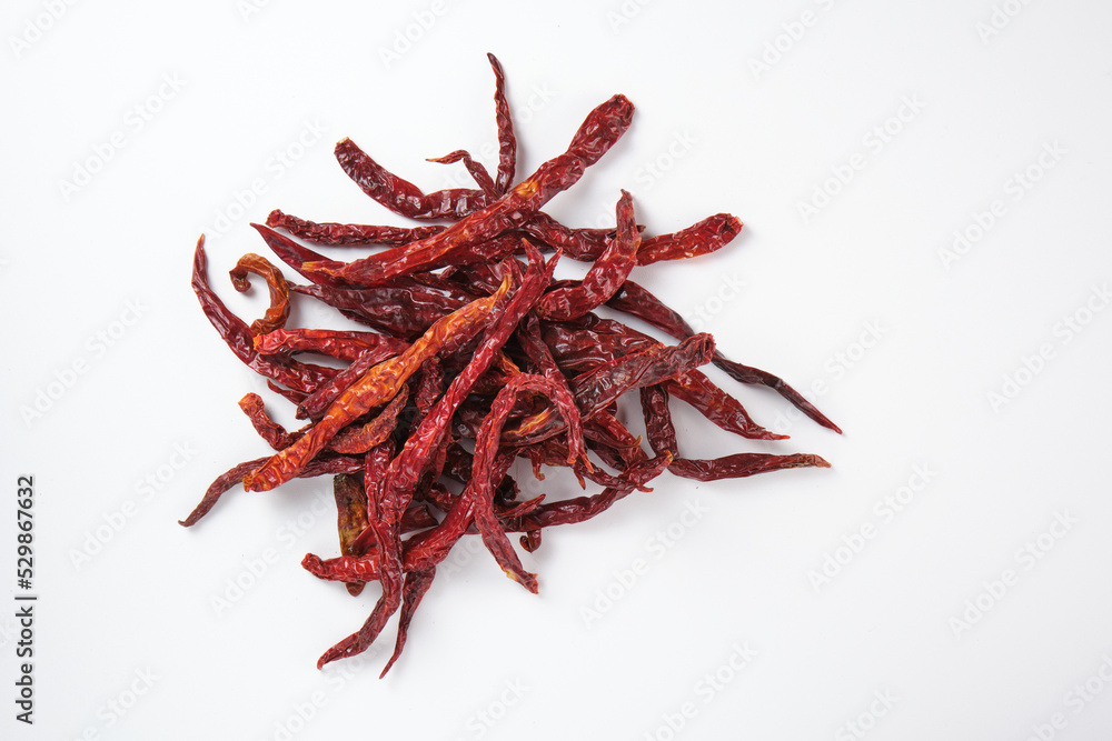 dried red hot peppers isolated on white background dried red hot peppers isolated on white background