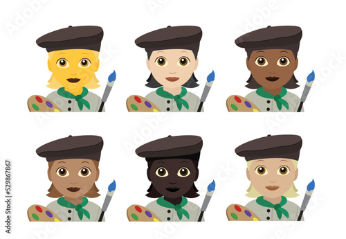 woman artist painter emoji vector illustration