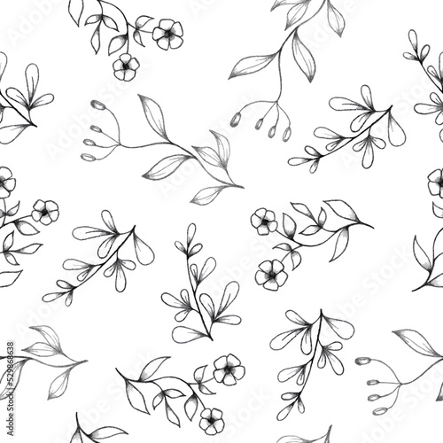 Seamless floral vector pattern. Graphic hand drawn botanical pattern. Leaves and blooms. Design for wall art  paper cut  wrapping  printable designs  binders  notebook  websites and so much more