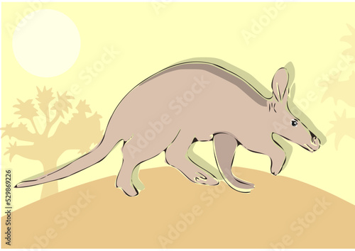 oryctérope marchant, série les animaux