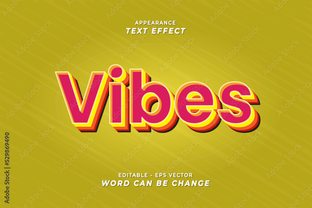 Editable Text Effects - Vibes Words with 3D Font Style