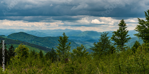 View from Kanur hill in Bile Karpaty mountains on czech - slovakian borders