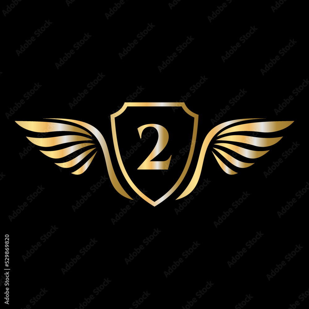 Initial Wing Logo On Letter 2 Alphabet For Transportation Logo Symbol Initial Wing Logo On Letter 2 Alphabet For Transportation Logo Symbol
