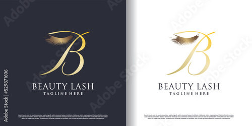 eyelash beauty logo with letter b style premium vector