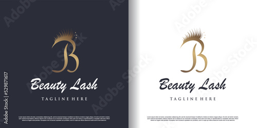 eyelash beauty logo with letter b style premium vector