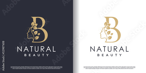 nature beauty logo with letter b style premium vector