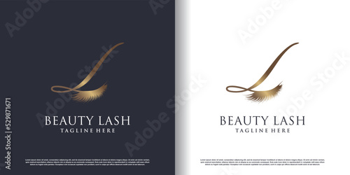 eyelash beauty logo with letter l style premium vector photo