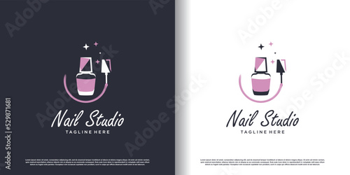 nail vector logo desaign with modern unique style premium vector