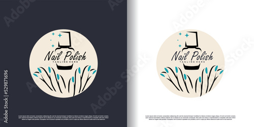 nail vector logo desaign with modern unique style premium vector
