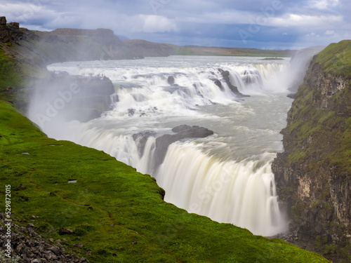 Gullfoss  Golden Falls   a stunning waterfall in the canyon of the Hv  t   river in southwest Iceland.