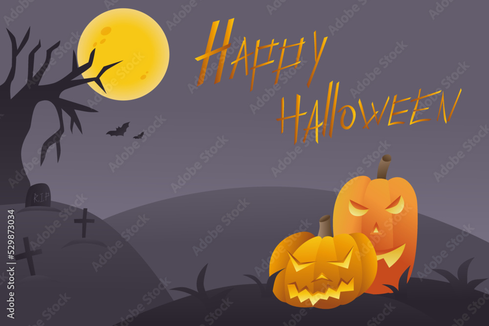 Background on the theme of Halloween with pumpkins. Happy halloween lettering Background on the theme of Halloween with pumpkins. Happy halloween lettering
