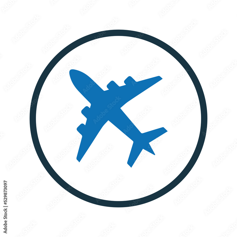 Plane, airplane, flight, travel icon. Simple editable vector graphics.