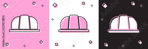 Set Worker safety helmet icon isolated on pink and white, black background. Insurance concept. Security, safety, protection, protect concept. Vector. photo