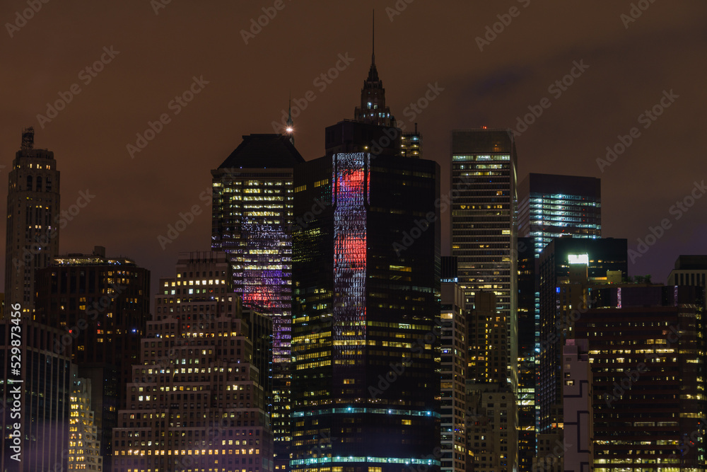 Brooklyn Old Pier looking at One World Trade Center manhattan at night