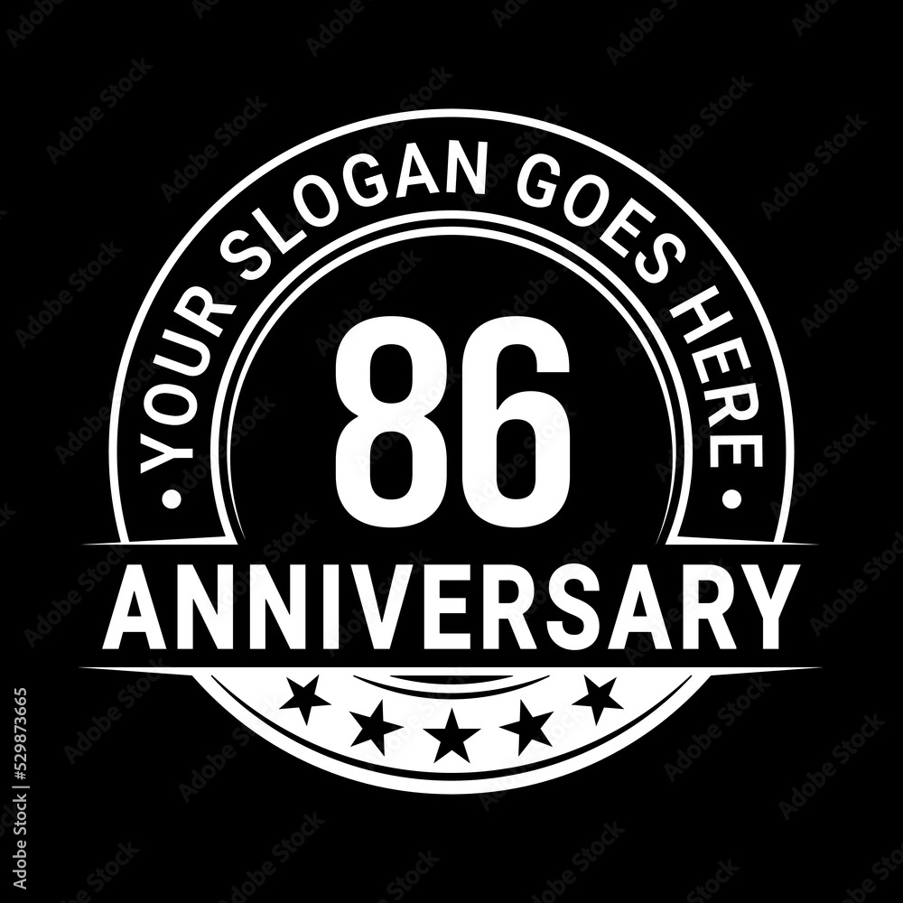 86 years anniversary logo design template. Vector illustration