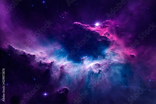 Foto Space nebula and galaxy