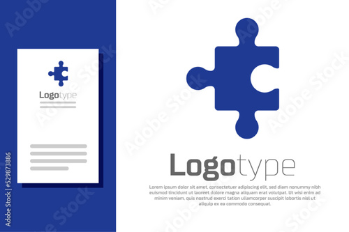 Blue Piece of puzzle icon isolated on white background. Business, marketing, finance, layout, infographics, internet concept. Logo design template element. Vector