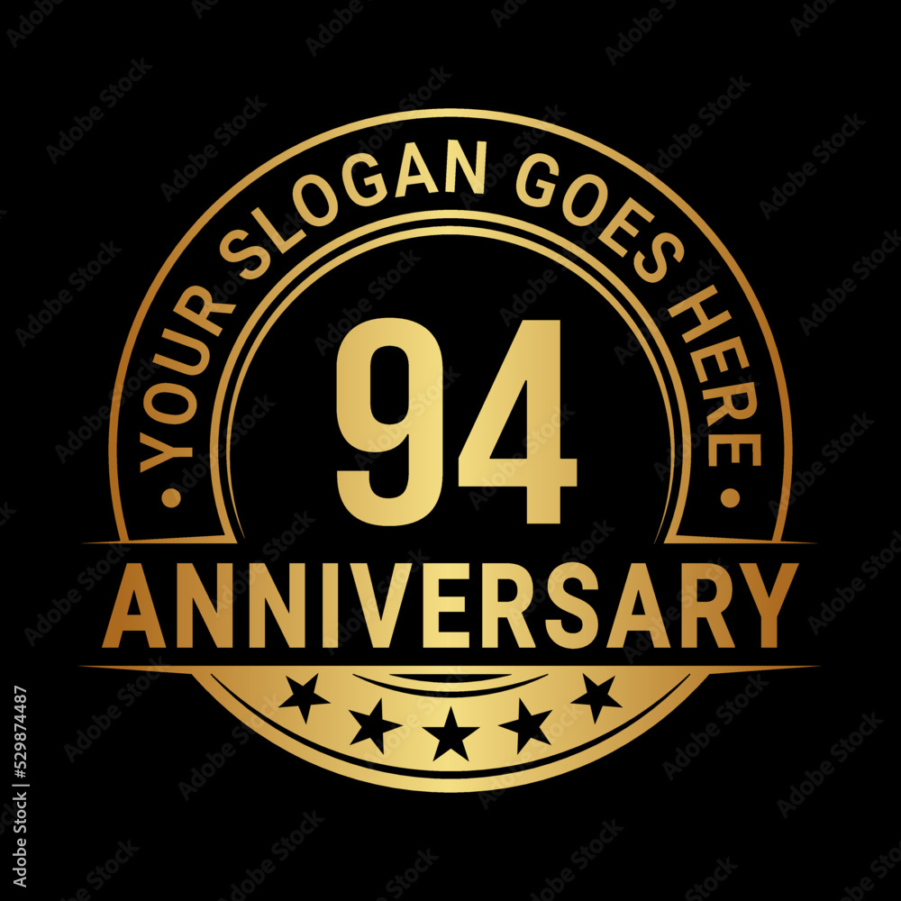 94 years anniversary logo design template. Vector illustration