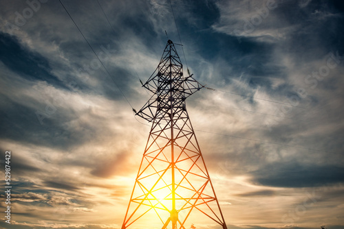 Electric tower and clouds