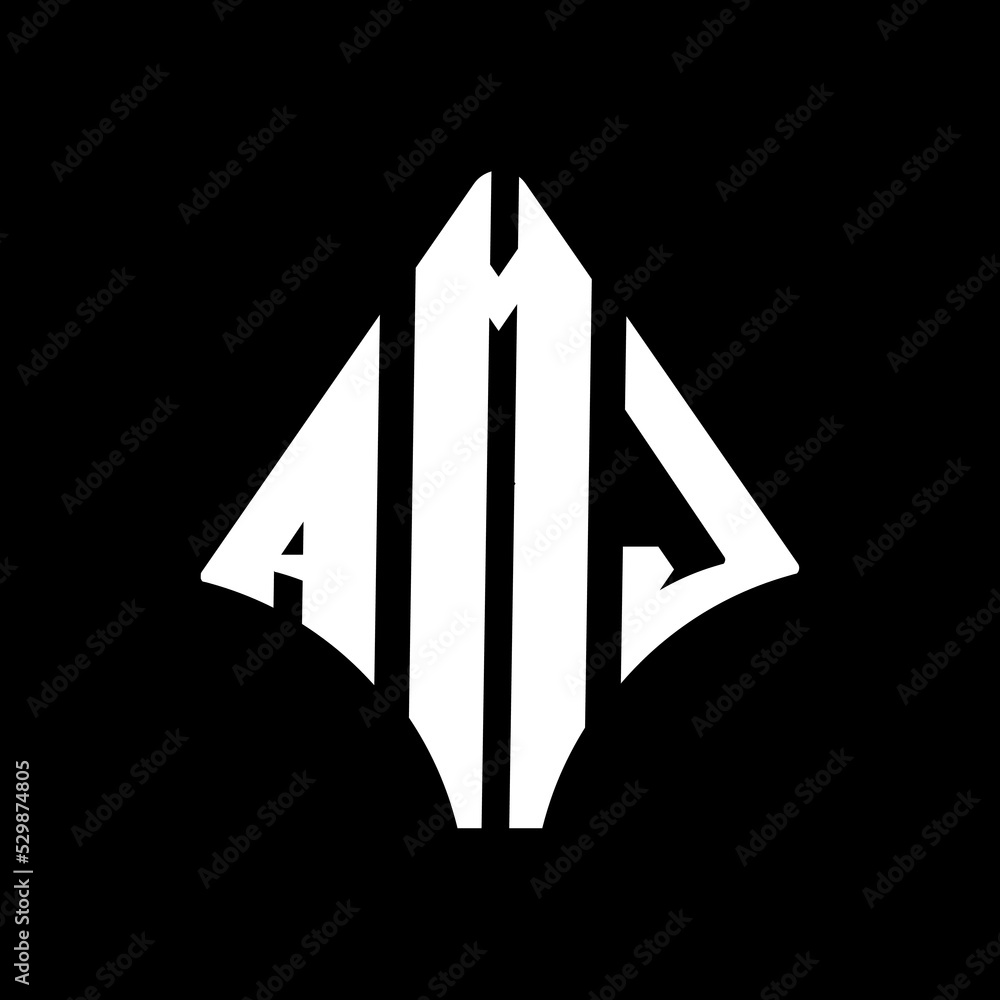 AMJ letter logo design. AMJ modern letter logo with black background