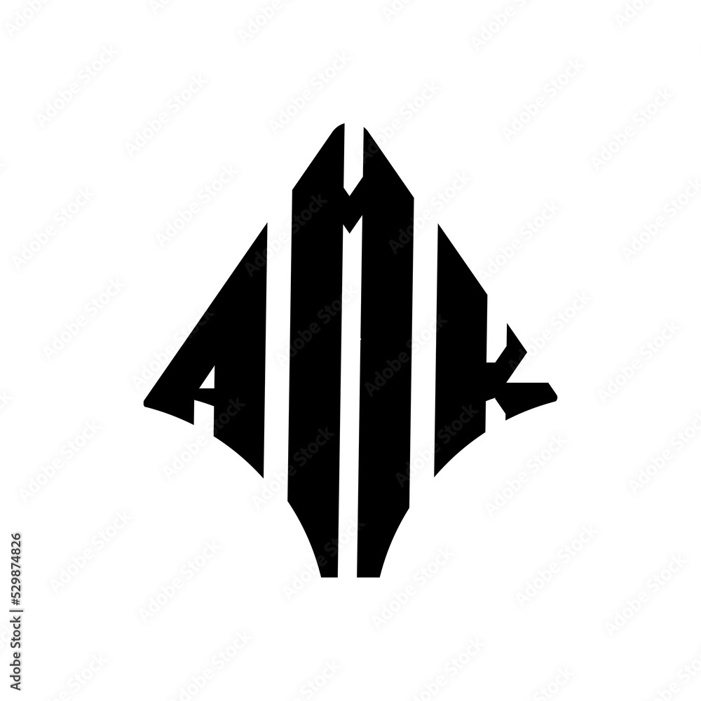 AMK letter logo design. AMK modern letter logo with black background ...