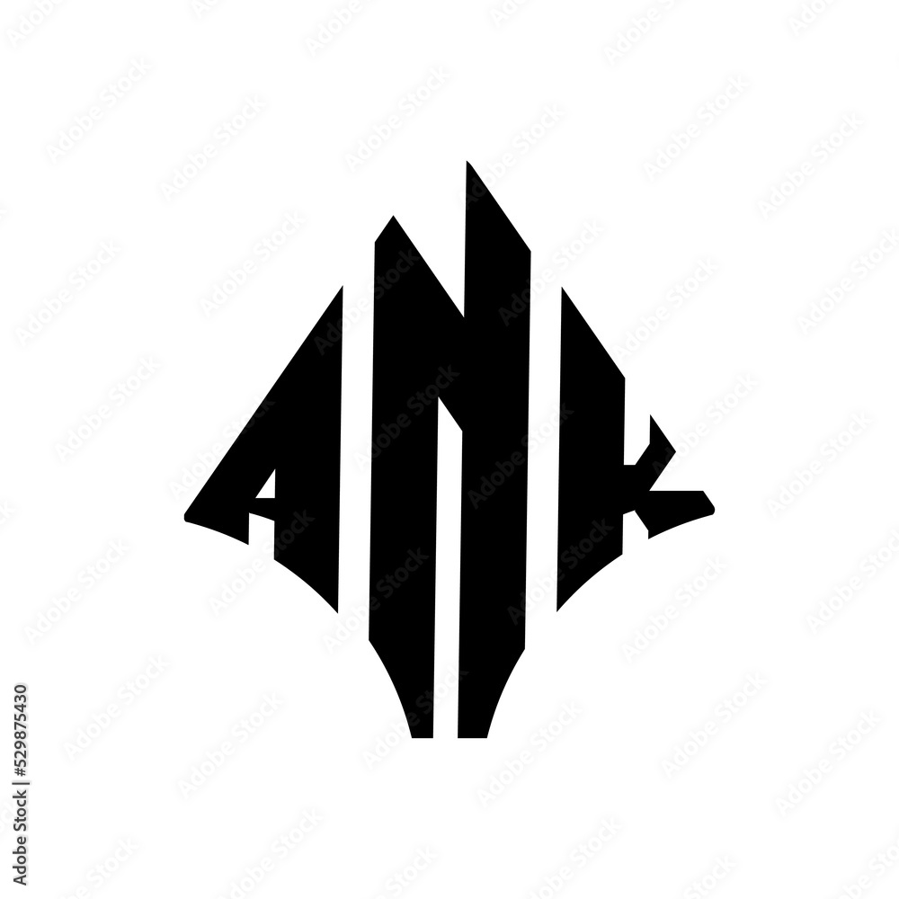 ANK letter logo design. ANK modern letter logo with black background