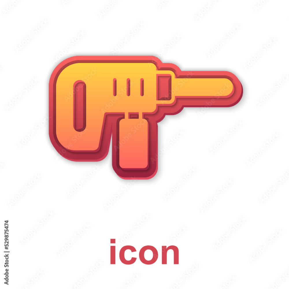 Gold Electric drill machine icon isolated on white background. Repair tool. Vector
