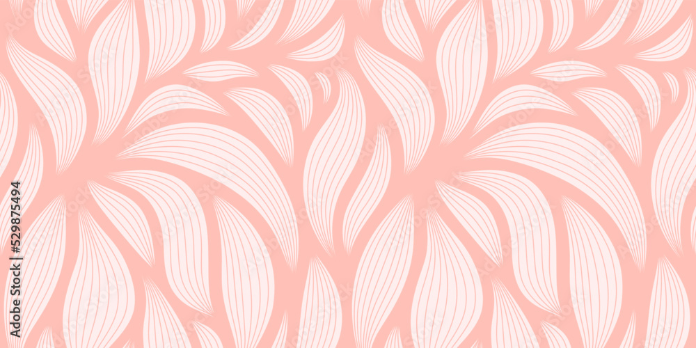 Luxury seamless floral pattern with striped leaves. Elegant astract background in minimalistic linear style. Luxury seamless floral pattern with striped leaves. Elegant astract background in minimalistic linear style.