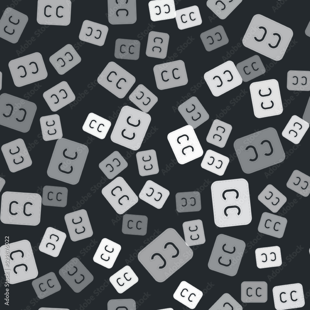 Grey Subtitles icon isolated seamless pattern on black background. Vector Grey Subtitles icon isolated seamless pattern on black background. Vector