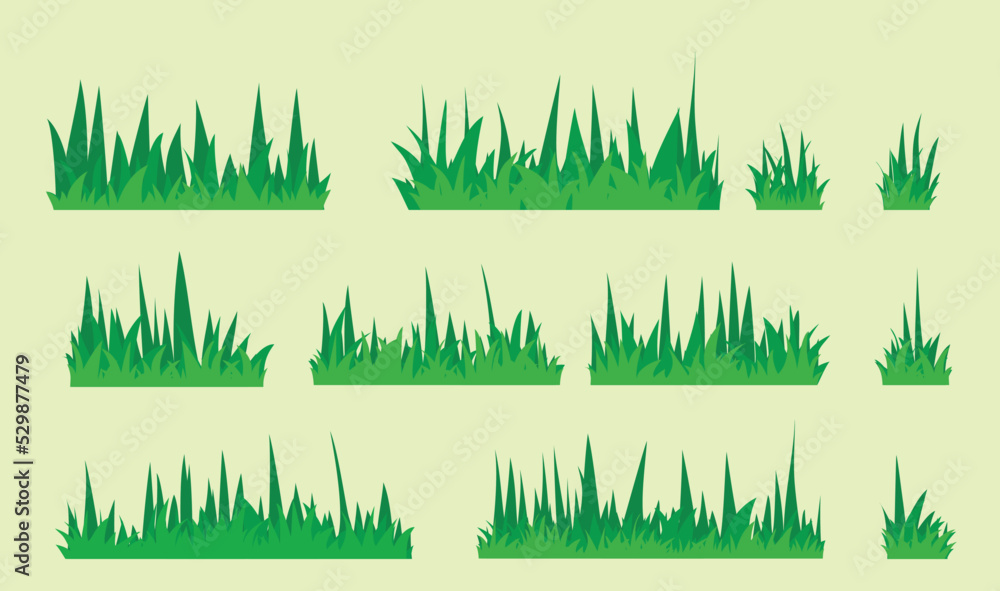 Fototapeta premium green grass natural shape silhouette, texture set icon vector illustration EPS10
