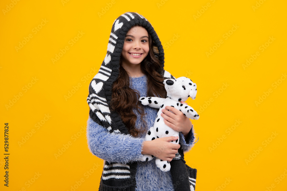 Teenage girl embracing toy. Childhood, toys and kids. Cute teen girl cuddling favorite fluffy toy. Happy teenager, positive and smiling emotions of teen girl. Teenage girl embracing toy. Childhood, toys and kids. Cute teen girl cuddling favorite fluffy toy. Happy teenager, positive and smiling emotions of teen girl.