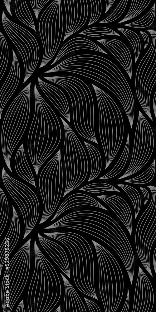 Luxury seamless floral pattern with striped leaves. Elegant astract background in minimalistic linear style. Luxury seamless floral pattern with striped leaves. Elegant astract background in minimalistic linear style.