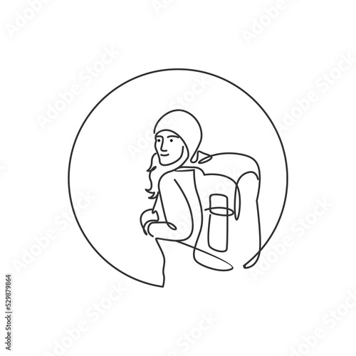 vector hiking for ilustrasi suggestion on line style with circle frame