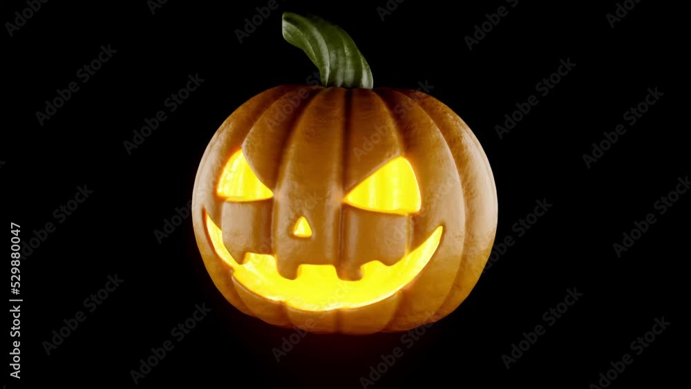 Halloween yellow pumpkin with flashing eyes 3d rendered loop animation. Halloween yellow pumpkin with flashing eyes 3d rendered loop animation.