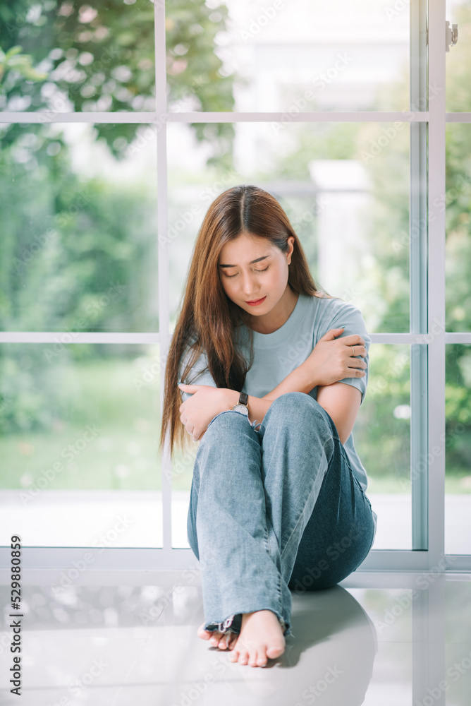 Depression in Women, Young asian woman feeling sad, tired, worried and unhappy suffering depression in mental health. Depression in Women, Young asian woman feeling sad, tired, worried and unhappy suffering depression in mental health.