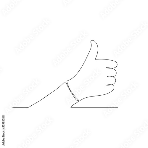 Thumb up hand gesture vector - continuous single line drawing