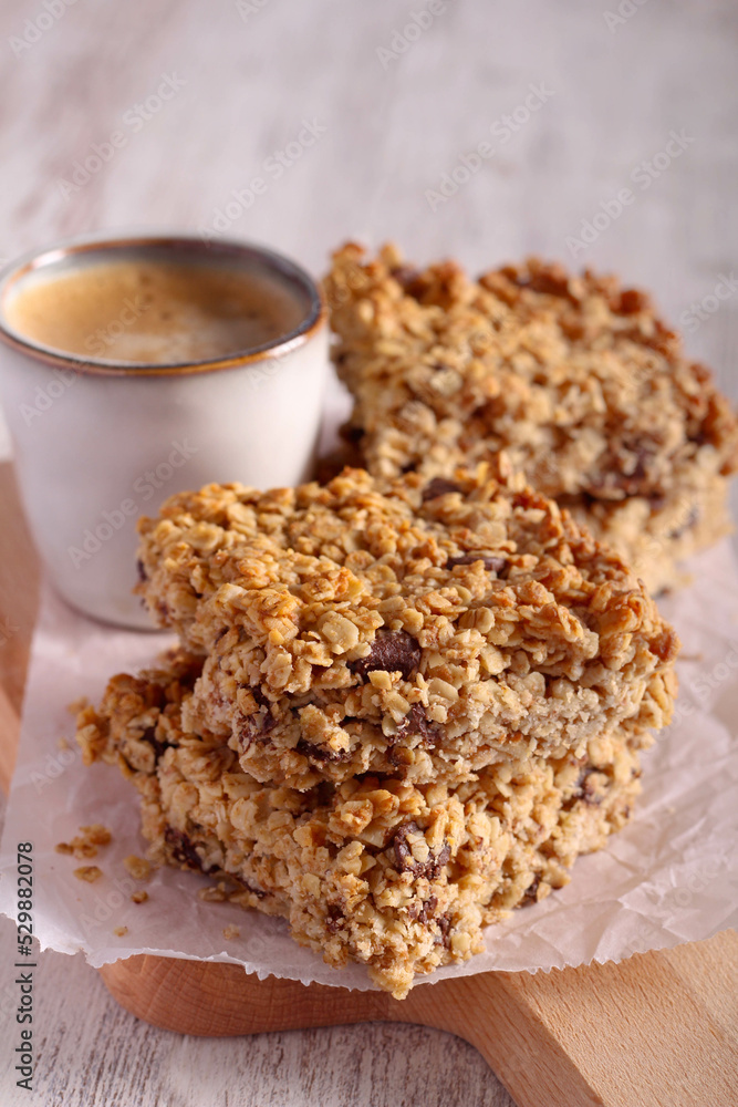 Chocolate chip flapjack Chocolate chip flapjack