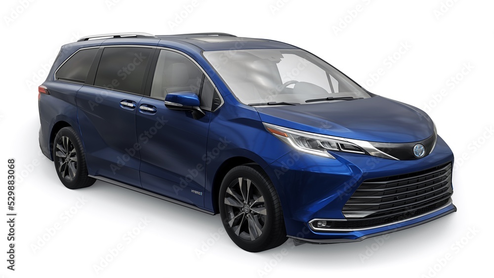 Dallas. USA. September 11, 2022. Blue Toyota Sienna Platinum Hybrid on ...