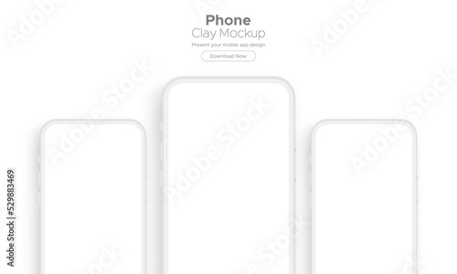 Clay Smartphones Mockups with Blank Screens for Showing Your Presentations and App Design. Vector Illustration