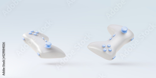3d  Realistic two gamepad isolated on blue background. Vector illustration.
