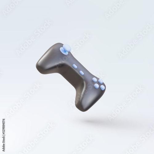 3d Realistic black gamepad isolated on blue background. Vector illustration.