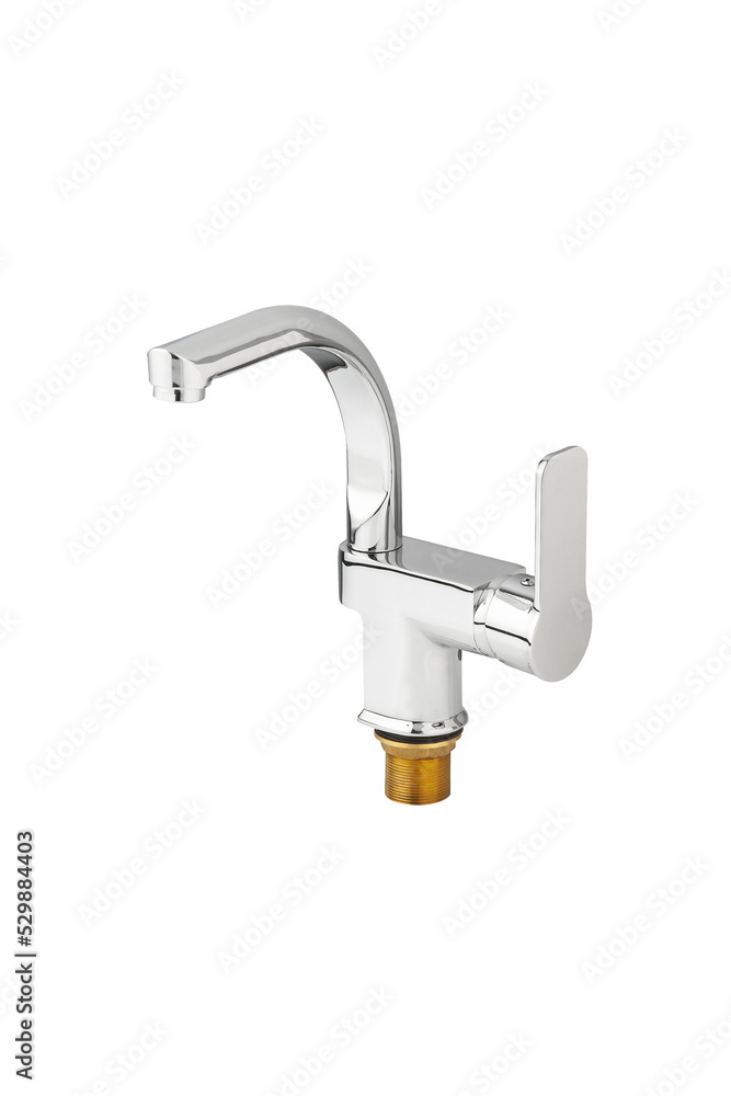 Mixer cold hot water. Modern faucet bathroom. Kitchen tap . Isolated white background. Side view. Mixer cold hot water. Modern faucet bathroom. Kitchen tap . Isolated white background. Side view.