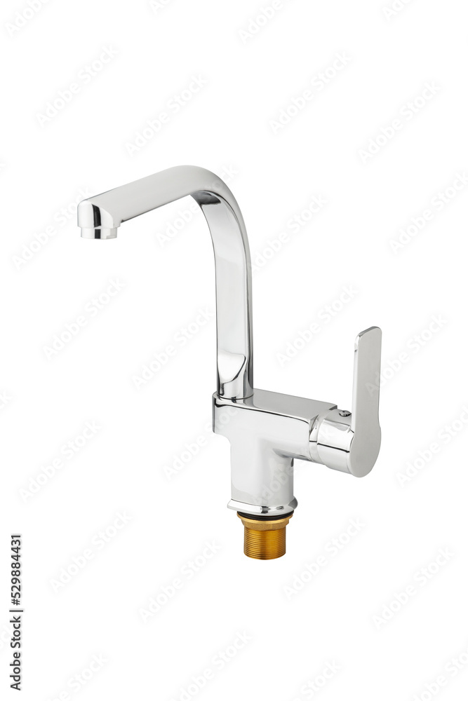 Mixer cold hot water. Modern faucet bathroom. Kitchen tap . Isolated white background. Side view. Mixer cold hot water. Modern faucet bathroom. Kitchen tap . Isolated white background. Side view.