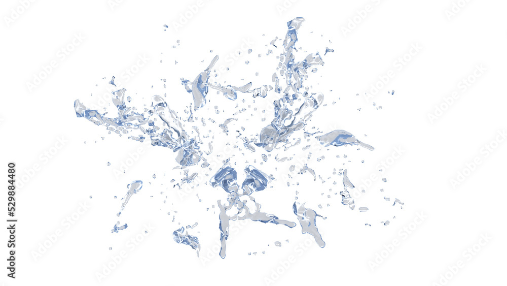 Obraz premium Water Splash with droplets. 3d rendering alpha channel.