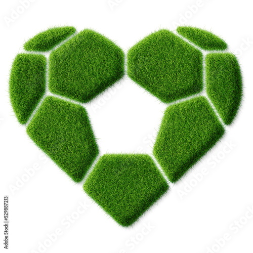 Herz Icon mit Fussball Liebe in Grasoptik wie grüner Rasen vom Fussballplatz