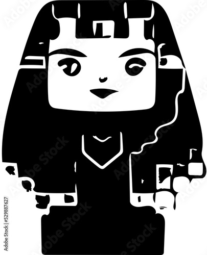 girl vector made of blocks