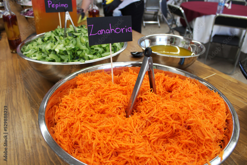 vegetable sample mounted on a healthy bar to be used in a salad