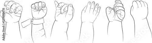 Newborn Baby's  hand vector hand drawn line  illustartion