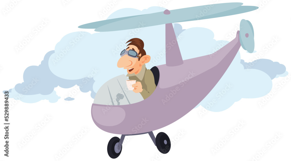 Funny aviator in cute helicopter. Illustration for internet and mobile website. Funny aviator in cute helicopter. Illustration for internet and mobile website.