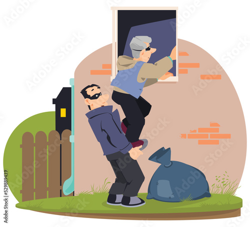 Male burglars in masks. Illustration for internet and mobile website.